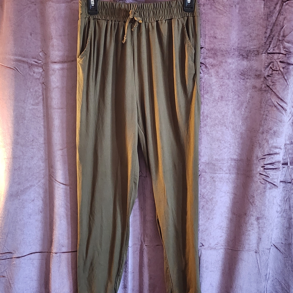 Womens Olive Green And Black Jogger Lounge Pants Set